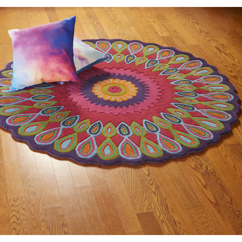 Bungalow Rose Ebright Geometric Handmade Tufted Wool Pink/Green/Blue Area Rug & Reviews Wayfair